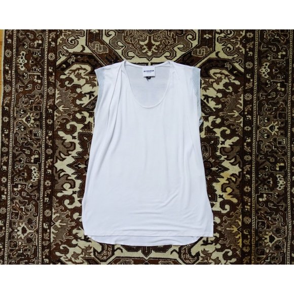 De Rigueur White Jersey Sleeveless Tank Top sz S - Picture 3 of 6